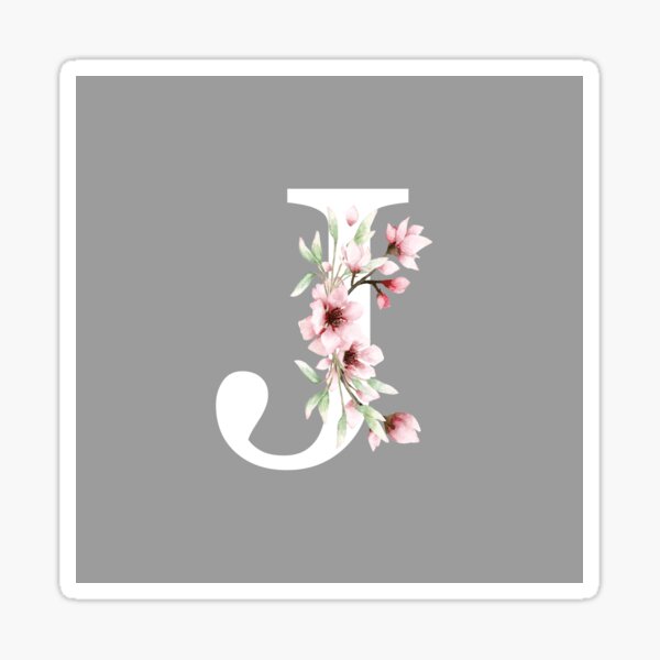 Floral Monogram Letter J With Cherry Blossoms