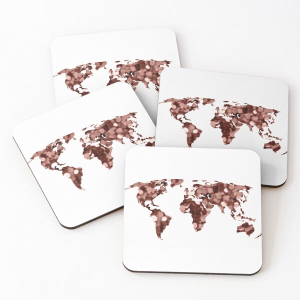 Item preview, Copper Rose gold Glitter World Map designed and sold by NelBo.