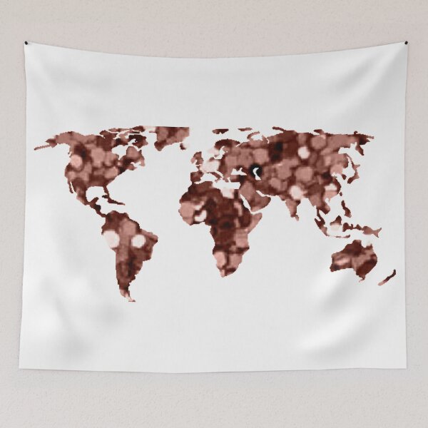 Item preview, Copper Rose gold Glitter World Map designed and sold by NelBo.