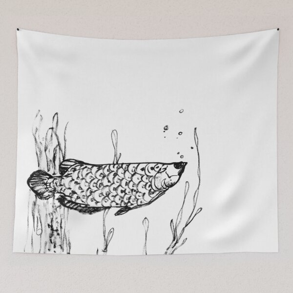 Item preview, Line Drawing, Black & White Fish designed and sold by yuzudesign.