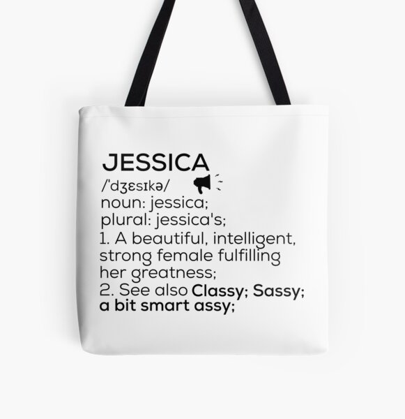 Jessica Name Personalized Floral Pink Black Women Girls Gift Tote Bag