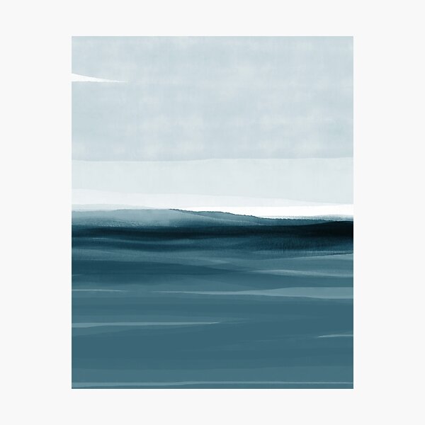 Watercolor Abstract 08 Landscape Deep Blue Photographic Print
