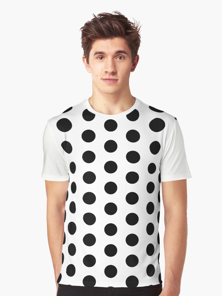 white t shirt with black dots