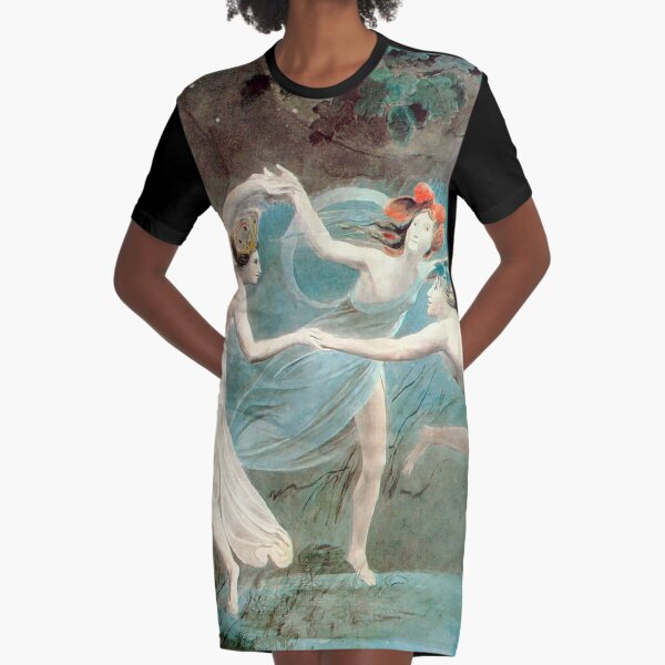 Oberon, Titania and Puck with Fairies Dancing by William Blake Graphic T-Shirt Dress