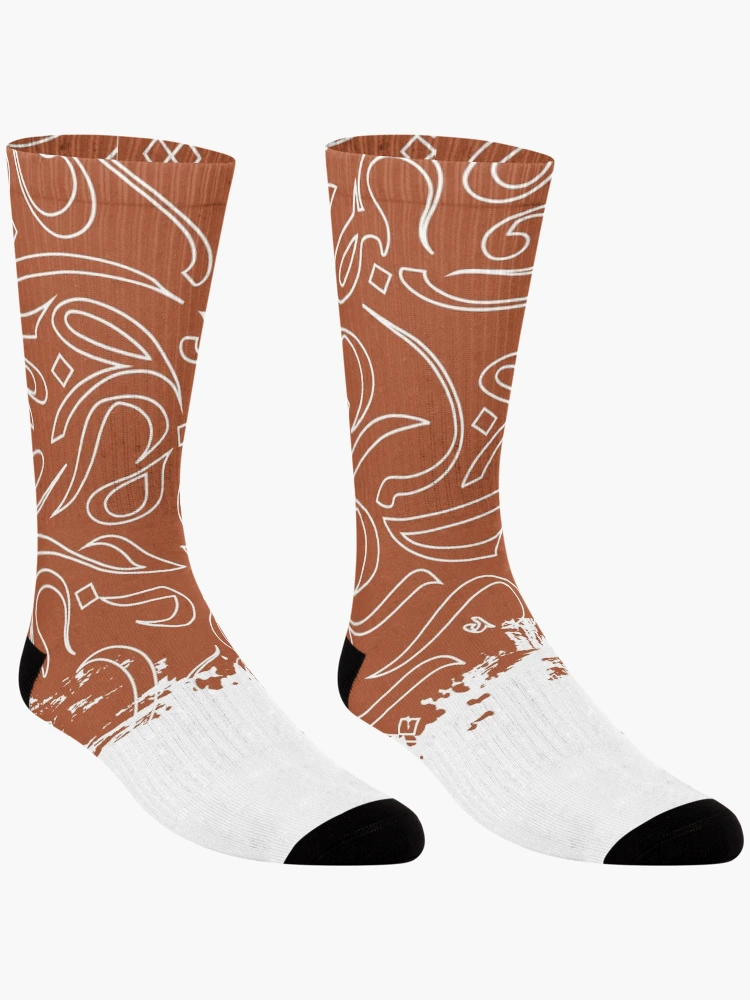 Thumbnail 3 of 5, Socks, Outlined Pattern - Rust designed and sold by TheOpulent.