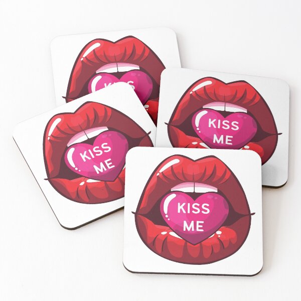 Item preview, Red lips with Kiss Me Pink Heart designed and sold by CaitU.