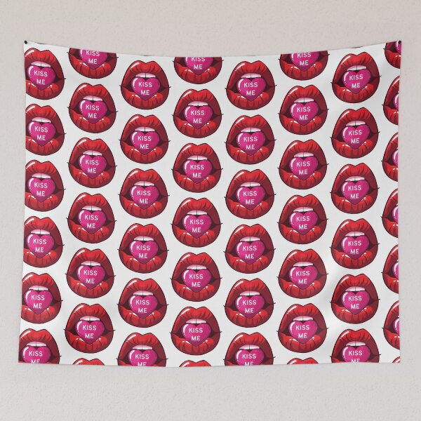 Item preview, Red lips with Kiss Me Pink Heart designed and sold by CaitU.