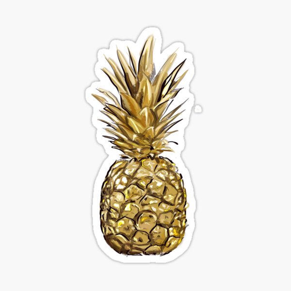 Golden pineapple pattern with black background Sticker