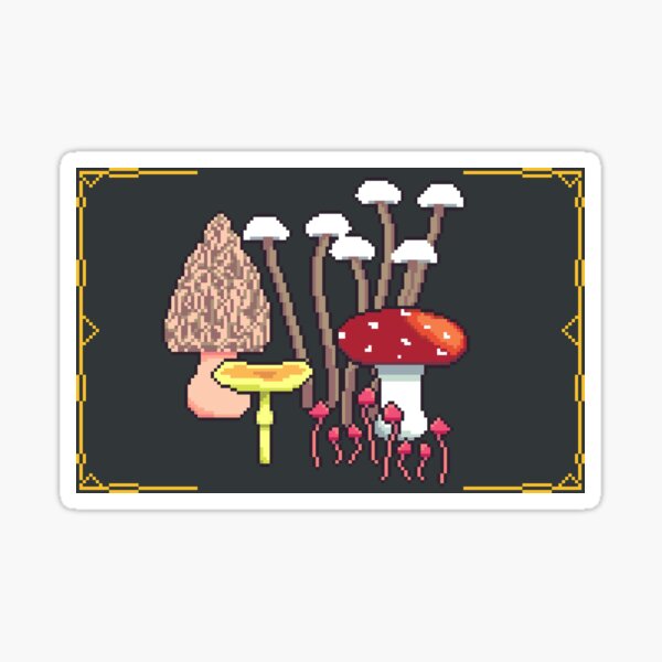 Pixel Mushrooms Sticker