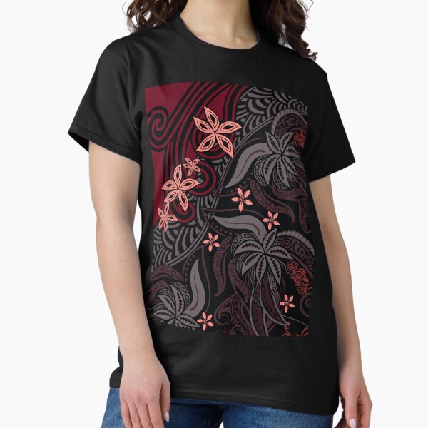 Item preview, Polynesian - Hawaiian - Samoan Red Tribal Floral  designed and sold by sunnthreads.
