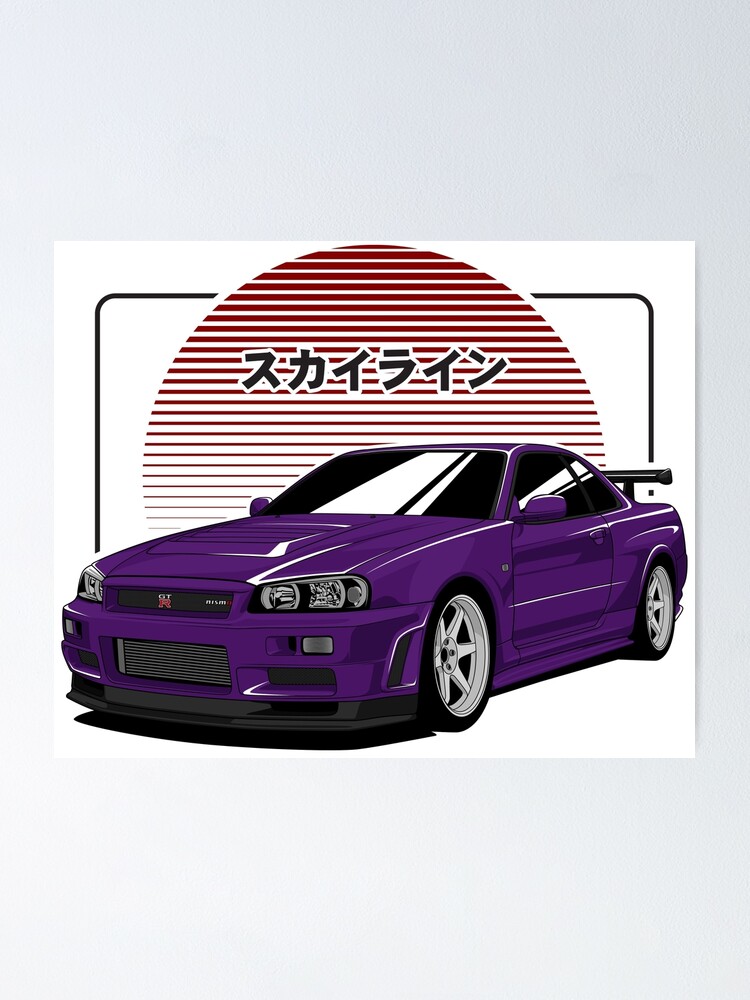 Nissan Skyline Gtr R34 Midnight Purple Poster By Photorized Redbubble