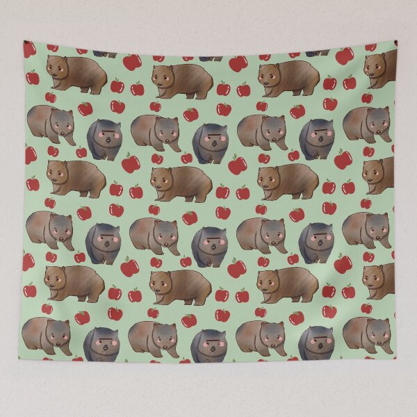 Item preview, Wombat - Green and Brown Cute Digital Illustration Animal Pattern designed and sold by TheRainbowRoom.