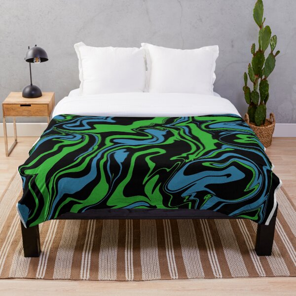 Aperçu de l'œuvre Fondant abstrait vert, turquoise et noir créée et vendue par WildNClassyFun.