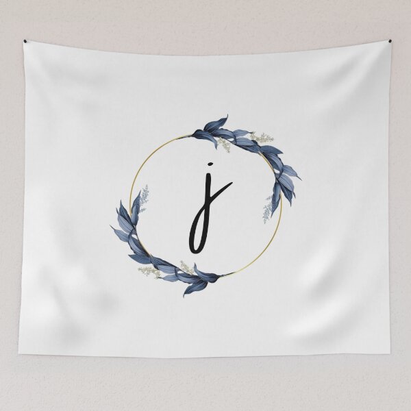 Item preview, Monogram with blue leaves letter J designed and sold by JustSeasons.
