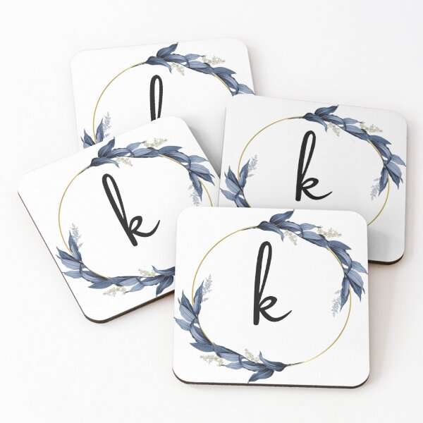 Item preview, Monogram with blue leaves letter K designed and sold by JustSeasons.
