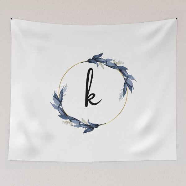 Item preview, Monogram with blue leaves letter K designed and sold by JustSeasons.