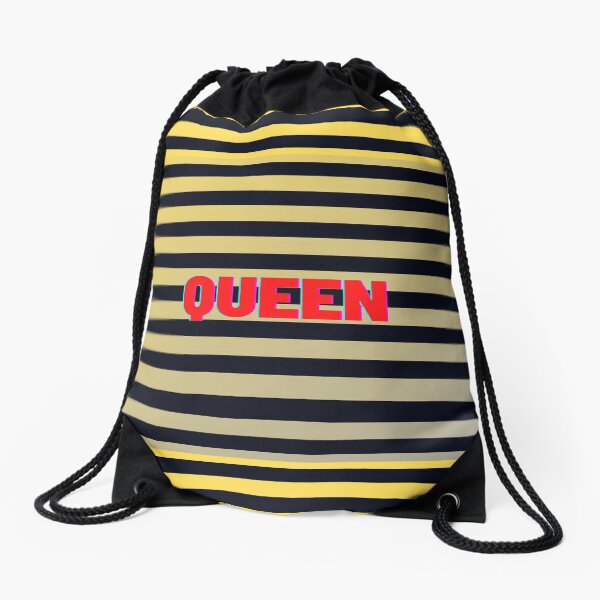 Queen Bee Striped Yellow Black Drawstring Bag
