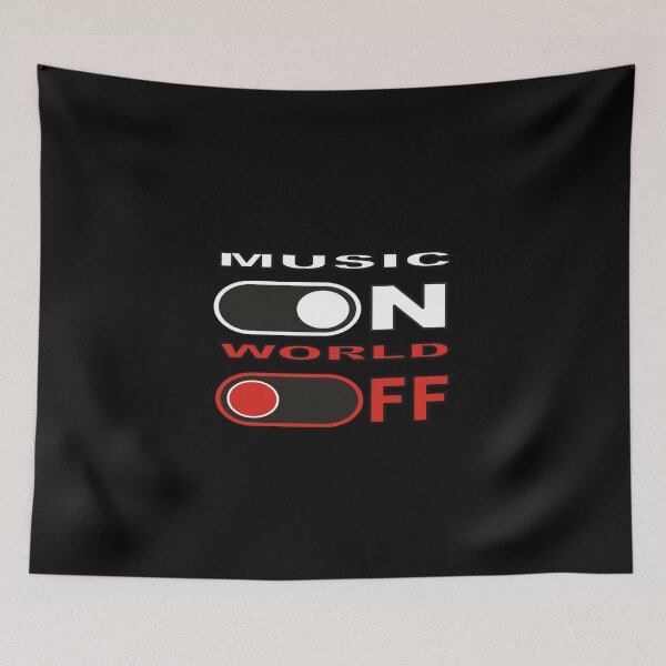 Item preview,  MUSIC, ON, WORLD, OFF, GOOD, MUSIC ON, WORLD OFF, GOOD FOR HAPPINESS, JOY, SMILE, DESIGN, EXCELLENT, RECOMMEND IT FOR YOU, MADE FOR YOU. designed and sold by ahmadsh999.