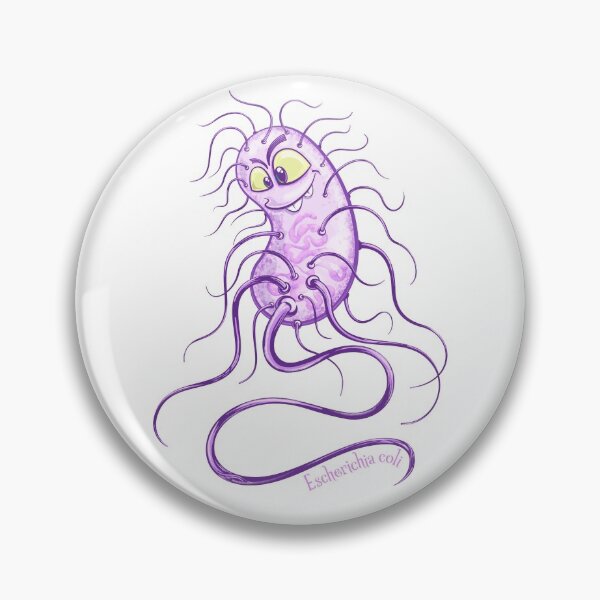 Item preview, Escherichia coli bacteria microbiology funny science cartoon designed and sold by Zit-Zat-Zot.
