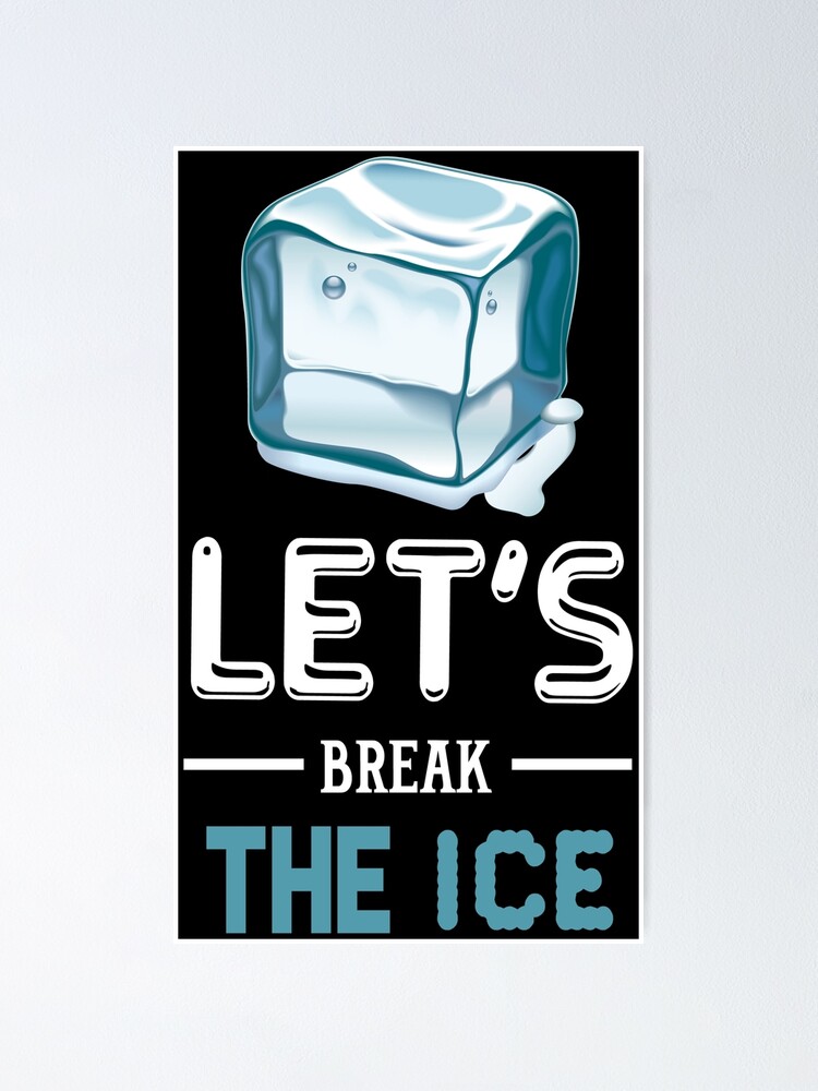 English idiom with picture description for break the ice on white