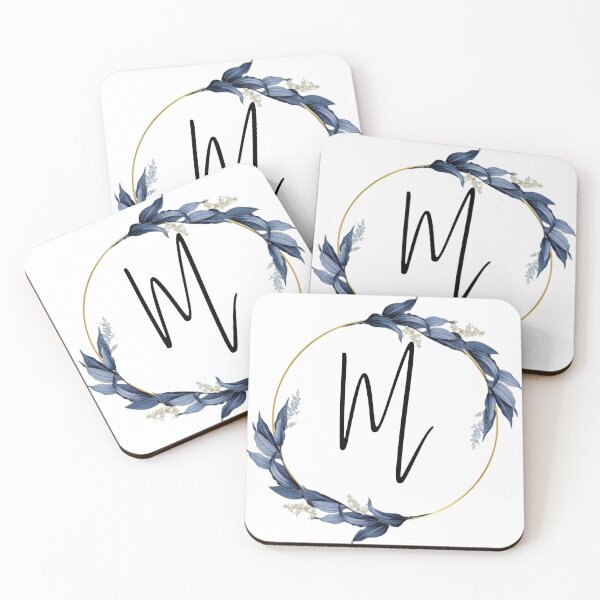 Item preview, Monogram with blue leaves letter M designed and sold by JustSeasons.