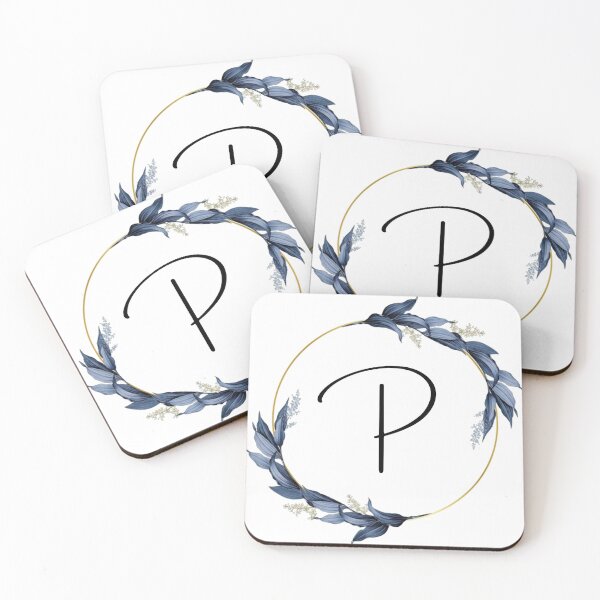 Item preview, Monogram with blue leaves letter P designed and sold by JustSeasons.