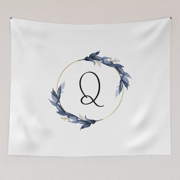 Item preview, Monogram with blue leaves letter Q designed and sold by JustSeasons.