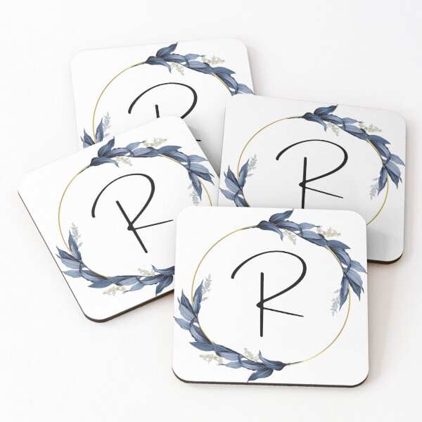 Item preview, Monogram with blue leaves letter R designed and sold by JustSeasons.