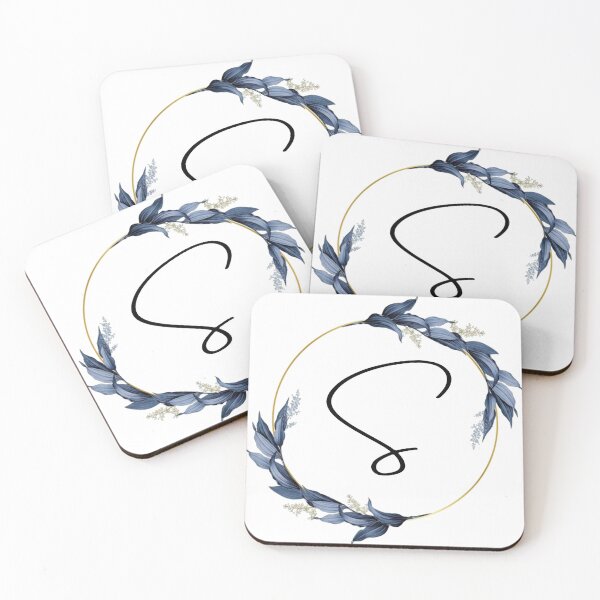Item preview, Monogram with blue leaves letter S designed and sold by JustSeasons.