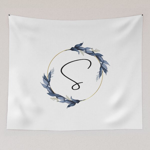 Item preview, Monogram with blue leaves letter S designed and sold by JustSeasons.
