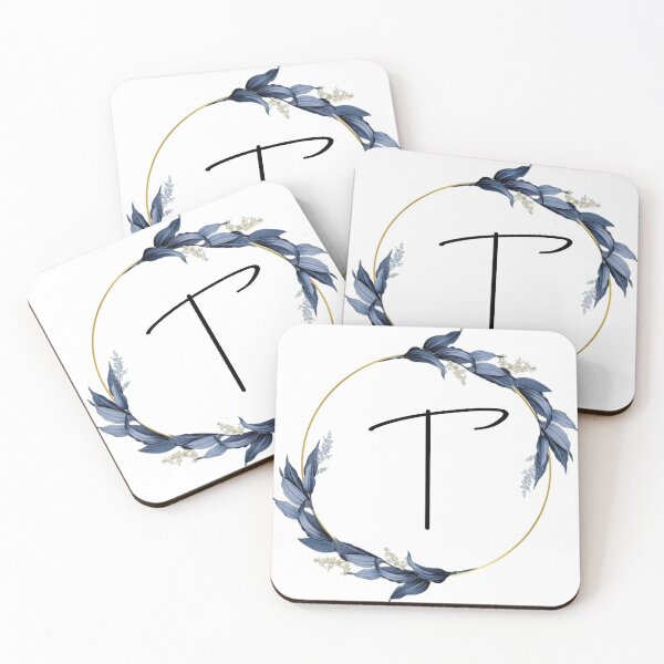 Item preview, Monogram with blue leaves letter T designed and sold by JustSeasons.