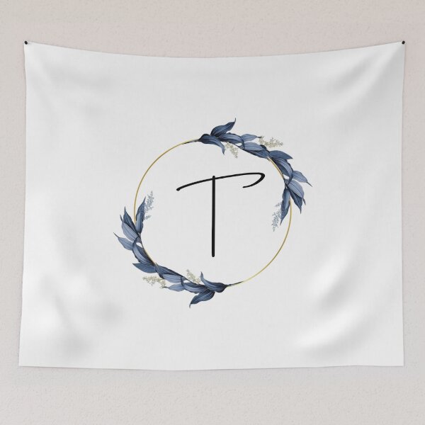 Item preview, Monogram with blue leaves letter T designed and sold by JustSeasons.