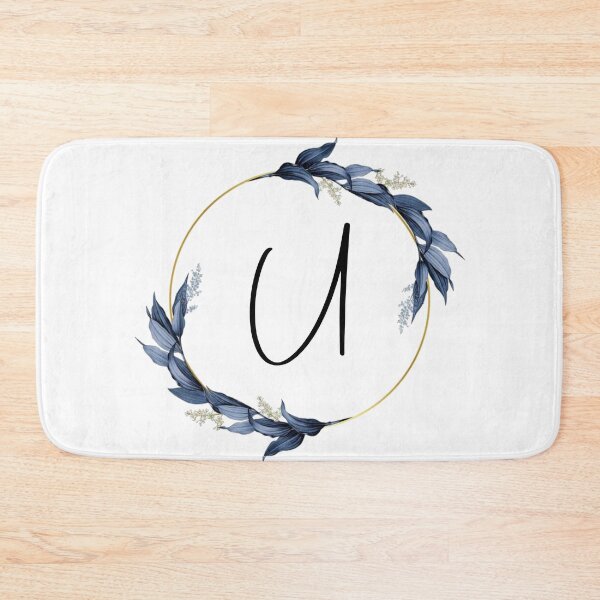 Item preview, Monogram with blue leaves letter U designed and sold by JustSeasons.