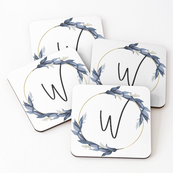 Item preview, Monogram with blue leaves letter W designed and sold by JustSeasons.