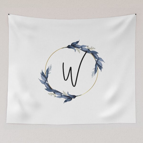 Item preview, Monogram with blue leaves letter W designed and sold by JustSeasons.