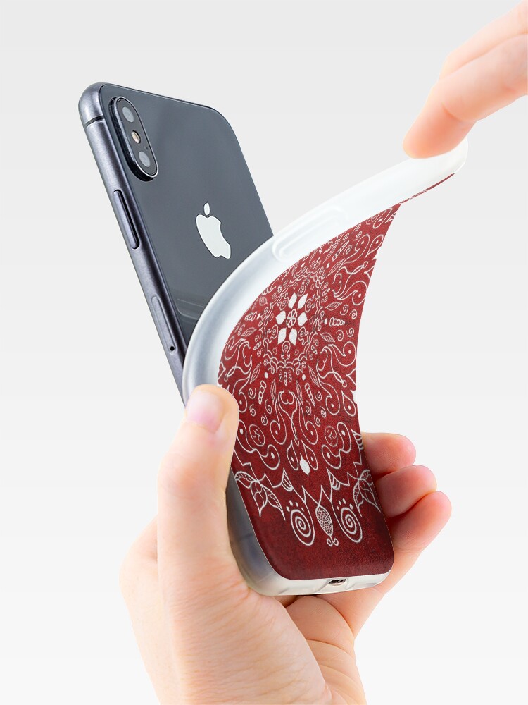 Alternate view of Mandala Vivid Red iPhone Case & Cover