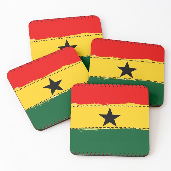 Item preview, Ghana Flag Sewn/Stitched Pieces of Fabrics Effect Design [#227] designed and sold by AfriStyleUK.