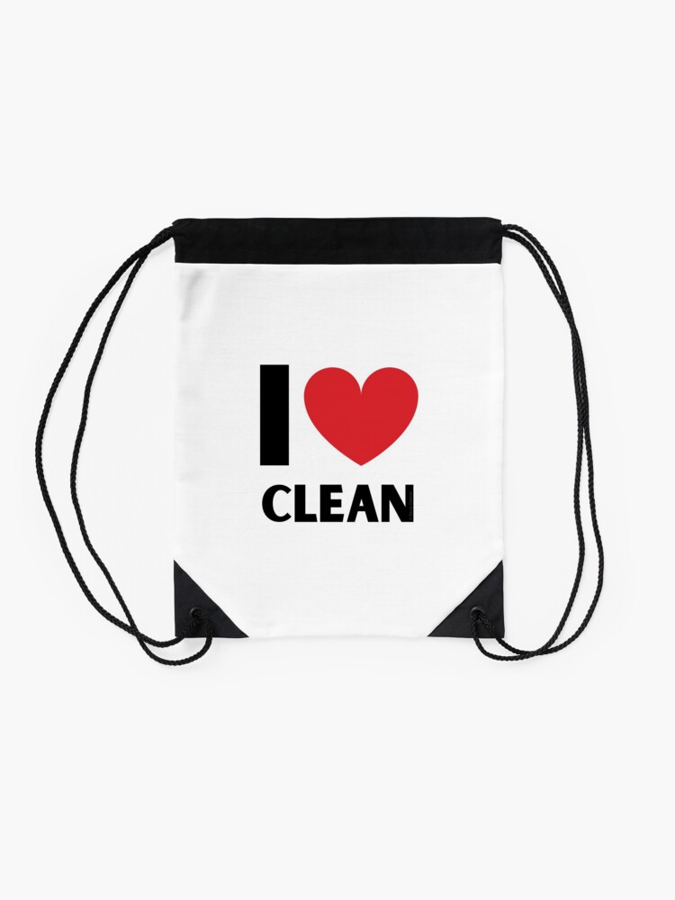 Alternate view of I Love Clean Valentine Heart Fun Cleaning Lady Gifts Drawstring Bag