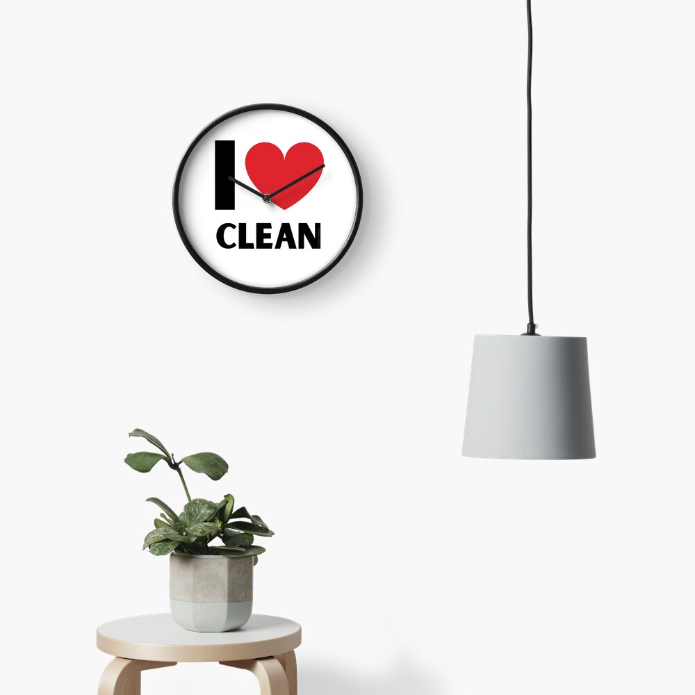 I Love Clean Valentine Heart Fun Cleaning Lady Gifts Clock