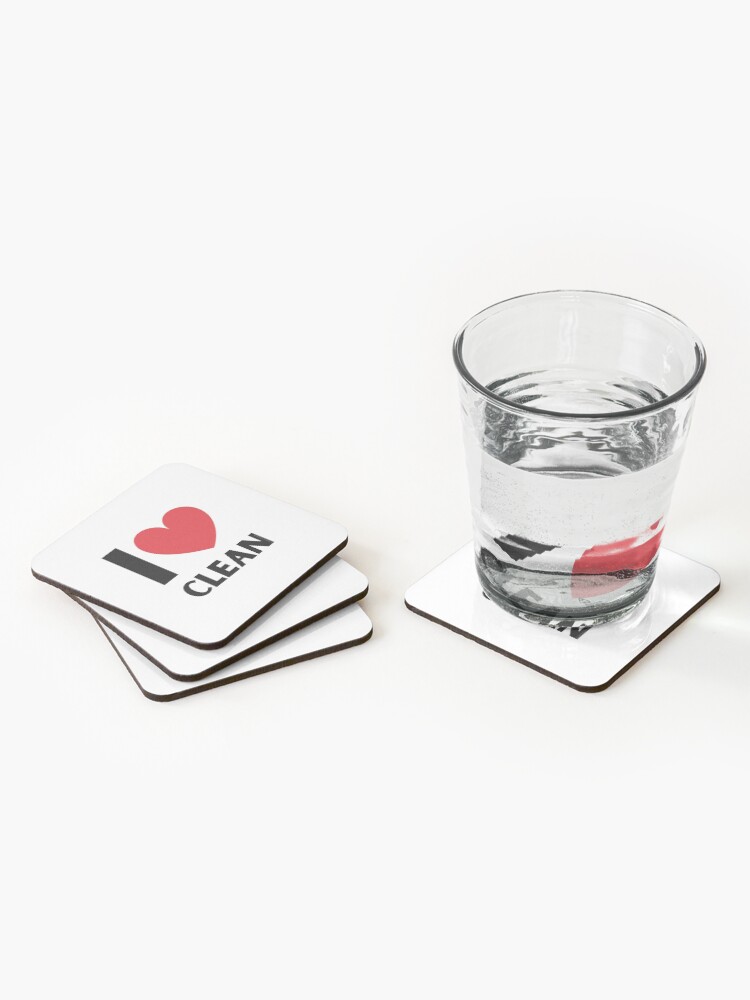 Alternate view of I Love Clean Valentine Heart Fun Cleaning Lady Gifts Coasters (Set of 4)