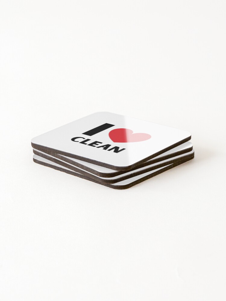Alternate view of I Love Clean Valentine Heart Fun Cleaning Lady Gifts Coasters (Set of 4)