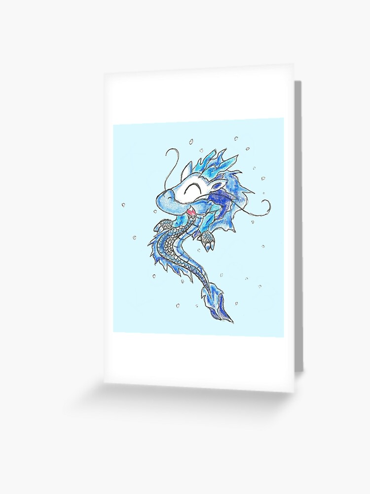 Carte De Vœux Bebe Dragon De Glace Orientale Par Kokeefeart Redbubble