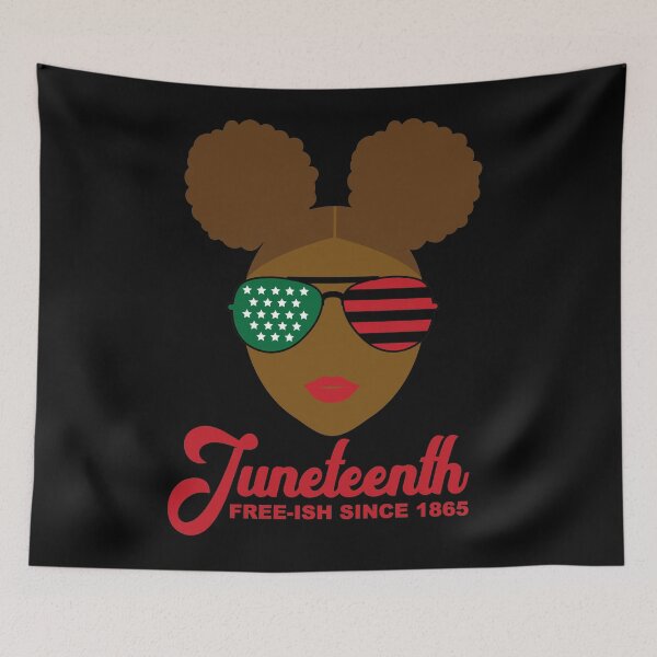 Item preview, Juneteenth Free-Ish Since 1865 Afro Puffs African Flag designed and sold by blackartmatters.