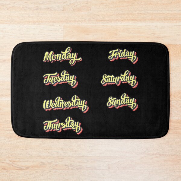 Item preview, Retro colorful font week days set designed and sold by PrintsyGal.
