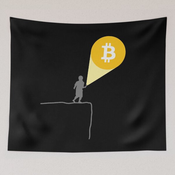 Item preview, A Boy With A Flashlight Discovers A Bitcoin Sign designed and sold by Paulina Vanlife.