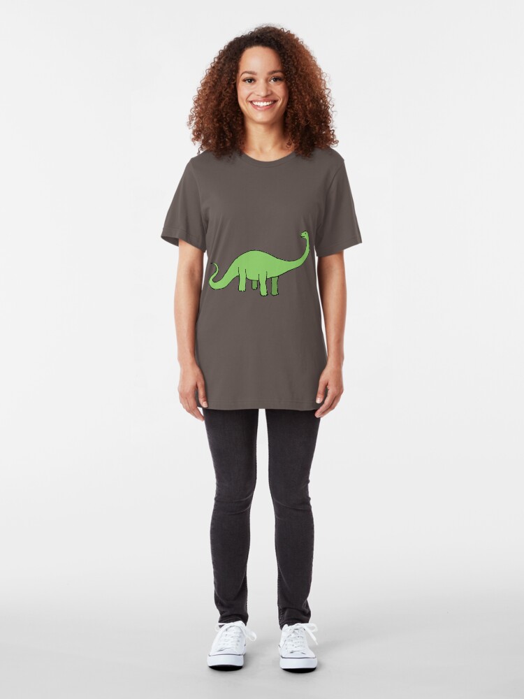 Alternate view of Happy Diplodocus - dinosaur design by Cecca Designs Slim Fit T-Shirt