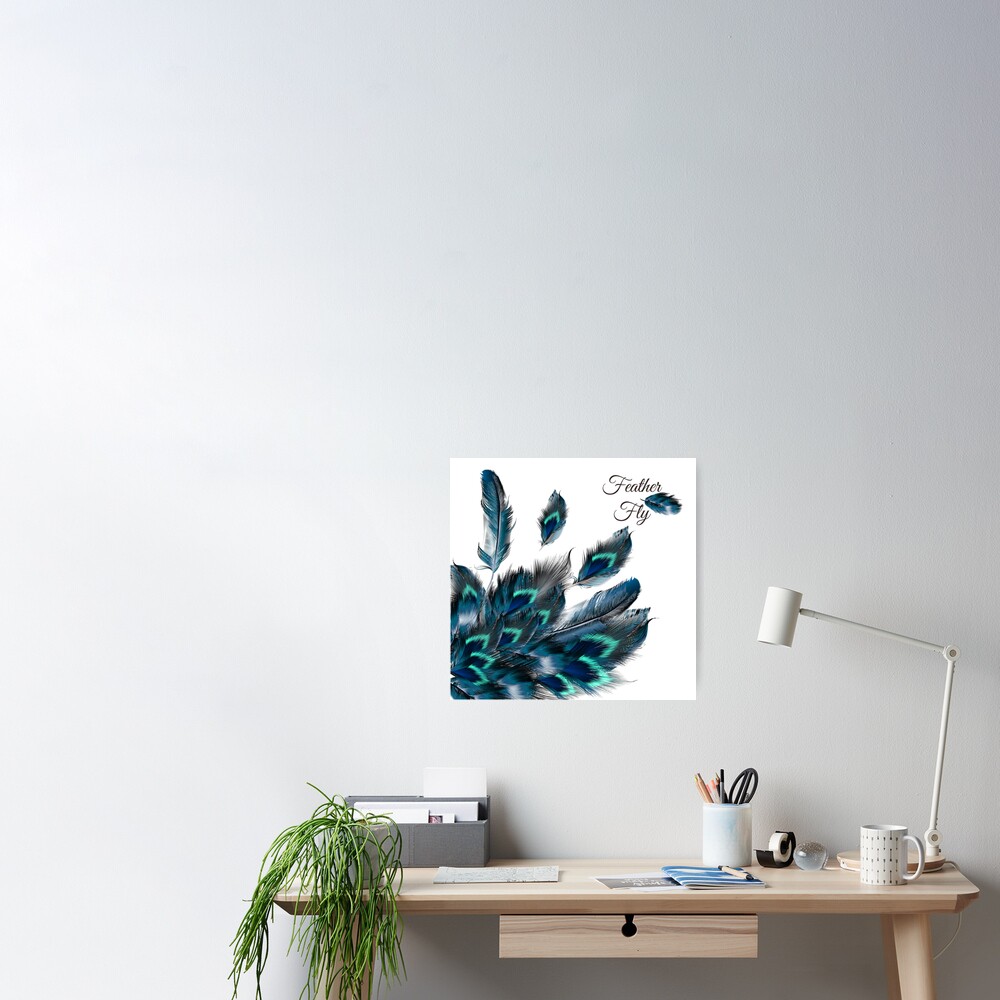 Feathers Fly Exotic Cluster of Blue Feathers Photographic Print