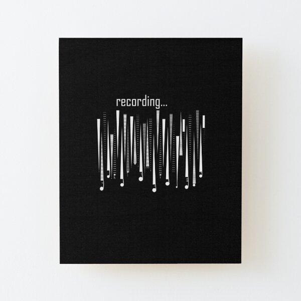 Recording recording recording in white Wood Mounted Print