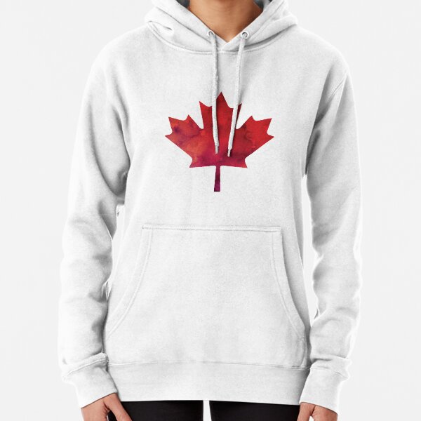 Canada Day Watercolour Maple Leaf Pattern Pullover Hoodie