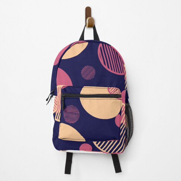 Item preview, Navy Blue and Pink Abstract Geometric Circle Pattern designed and sold by ColorPopArtBoutique.